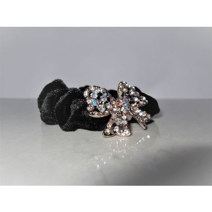 Bow shaped hair tie pony tail holder scrunchie with crystals