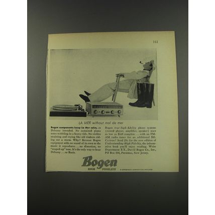 1956 Bogen High Fidelity Equipment Ad - La mer without mal de mer