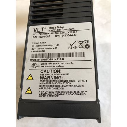 NEW DANFOSS 132F0003 VLT MICRO DRIVE, 1 HP, 3-PHASE, 200-240 V, FC-051PK,FI