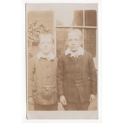 Two Smartly Dressed Young Boys RP Postcard JJ832