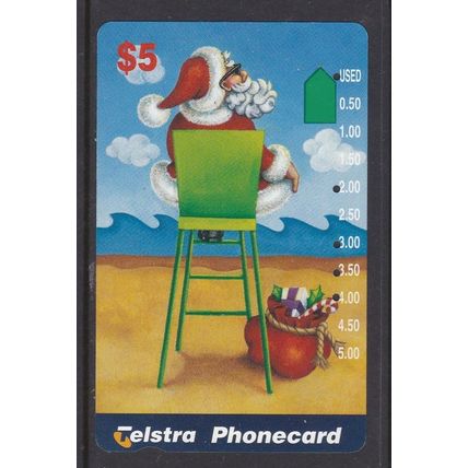 Australia: 1996 Telstra $5 Santa Life Guard Phonecard. P0001