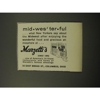 1960 Marzetti's Restaurant Ad - Mid-wes'ter-ful