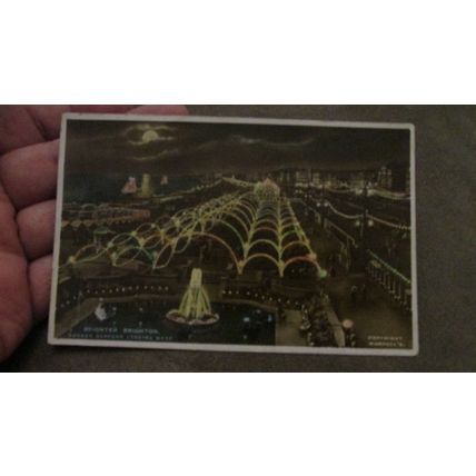 1949 Wardell RP Postcard - Illuminated Sunken Gardens - Brighton, Sussex