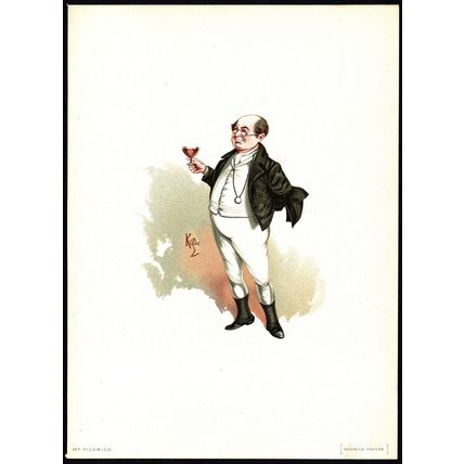 MR. PICKWICK 1889 JOSEPH CLAYTON CLARKE ‘KYD’ Pickwick Papers VICTORIAN CARTOON