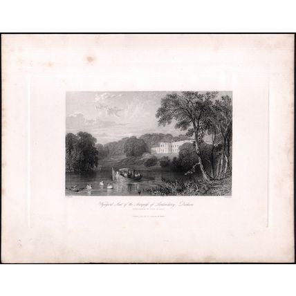 WYNYARD, SEAT OF THE MARQUESS OF LONDONDERRY, DURHAM 1842 ANTIQUE ENGRAVING
