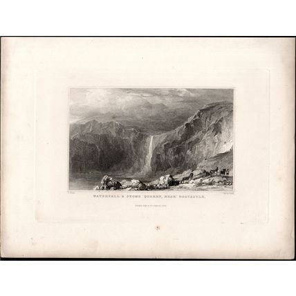 WATERFALL & STONE QUARRY, NEAR BOSCASTLE 1832 Thomas Allom ANTIQUE ENGRAVING