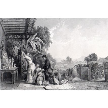 CHINESE SACRIFICE TO THE HARVEST MOON 1870 Augustus Fox - China ENGRAVING