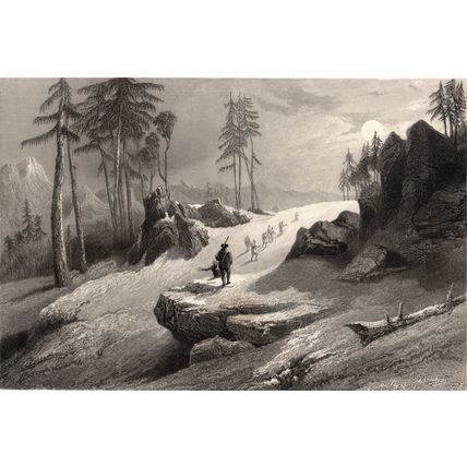 CHOOR MOUNTAINS 1845 India Himalayas - Clarkson Stanfield ANTIQUE ENGRAVING