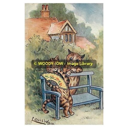 rp10227 - Louis Wain Cats - Couple on Bench - print 6x4
