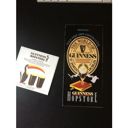 Vintage GUINNESS Brewery Hopstore Tourist Attraction Dublin Eire Ticket c1995