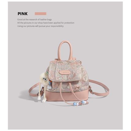 Ladies Embroidered Backpack Outdoor Backpack Pink