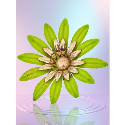 Vintage Flower Brooch Sarah Coventry Signed 60s Lime Green Gold Pin Dinner Prom