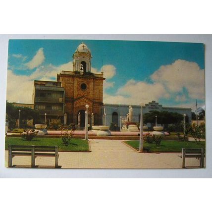 old colour postcard Sacred Heart Church & Garden Mexico
