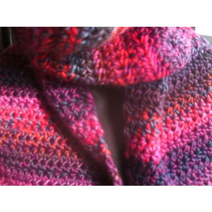 Handmade crochet scarf, burgundy,red,pink