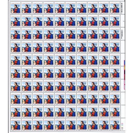 Madonna and Child Sheet of One Hundred 22 Cent Postage Stamps Scott 2244