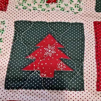 Big QUILTED CHRISTMAS STOCKING 21 1/2" Double Sided Trees Holly Berry