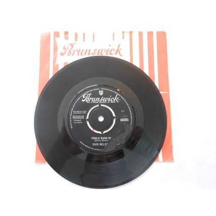 7" 1963. RICK NELSON. FOOLS RUSH IN .BRUNSWICK, 05895.DOWN HOME. NEAR MINT