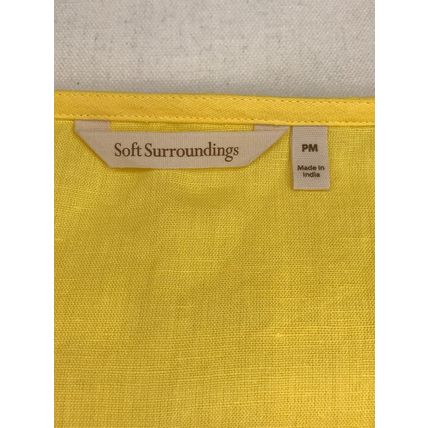 Soft Surroundings Daydream Embroidered Linen Blend Maxi Dress Pocket Yellow Sz.M