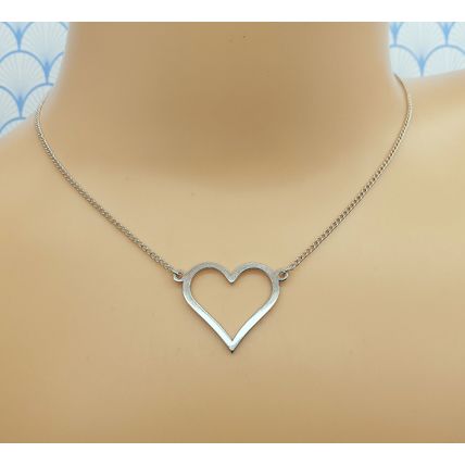 Vintage 925 Sterling Silver Heart Pendant Choker/Collar Necklace