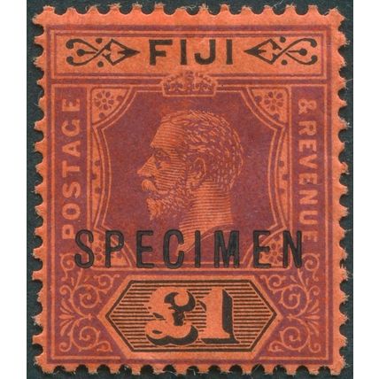 Fiji 1914 £1 purple & black on red Die I SPECIMEN SG137s original gum