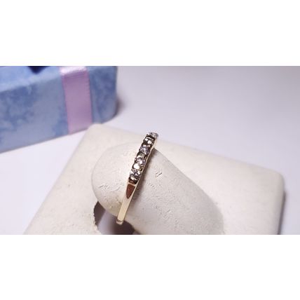 Estate 1/4ctw Natural Rd Diamond Bar set channel 14Kt Yellow Gold Band Ring22542