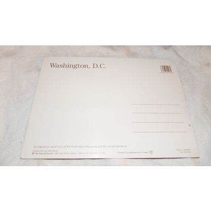 BIRD'S EYE VIEW WASHINGTON D.C. MONUMENT & LINCOLN MEMORIAL VINTAGE POST CARD