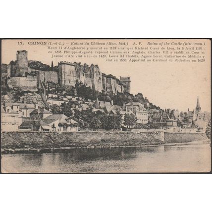 Ruines du Château, Chinon, 1924 - Papeghin CPA AP12
