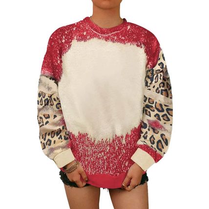 Red Tie Dye Leopard Drop Shoulder Sweatshirt