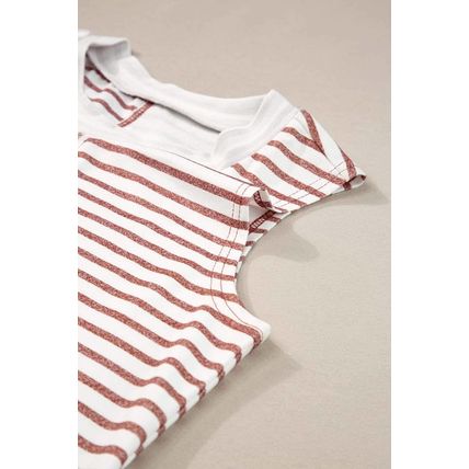 Brown Stripe Colorblock Loose Tank Top