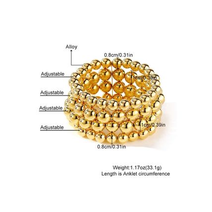 Gold Multi Layered Alloy Beaded Elastic Bracelet