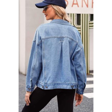 Wild Wind Washed Oversize Pocketed Denim Jacket