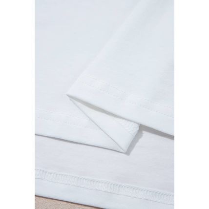 White Loose Half Sleeve Hi Low Hem T Shirt