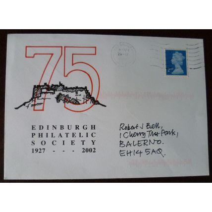 2002 GB Edinburgh Philatelic Society 75 anniversary illustrated cover Balerno