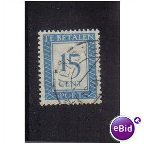 NETHERLANDS 1947 OFFICIAL 15C BLUE F/U SGD667
