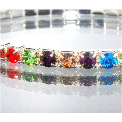 1 Row Wedding Party Coloured Rhinestone Stretch Bangle Bracelet Jewellery 1364