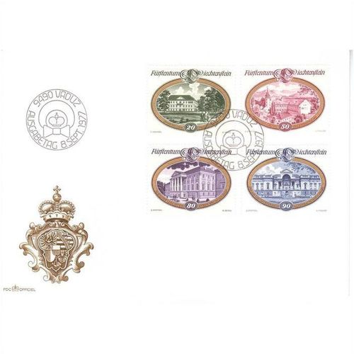 LIECHTENSTEIN 1977 CASTLES SET OF 4 FIRST DAY COVER FDC