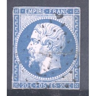 France 1853 - (imperf) SG 51 - 20c blue Napoleon 111 - used 12