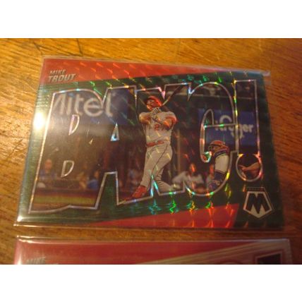 2022 , Mosaic, 2-Cards, Silver/Green Prizm, Bang Inserts, MIKE TROUT, Angels