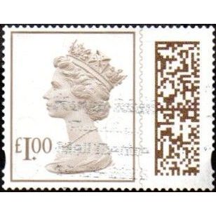 2022 Machin £1-00p Value. M22L QR Code. From Counter Sheet Fine Usedl Off Paper