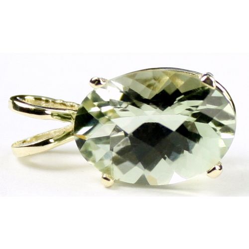Green Amethyst (Prasiolite), 14KY Gold Pendant, P004