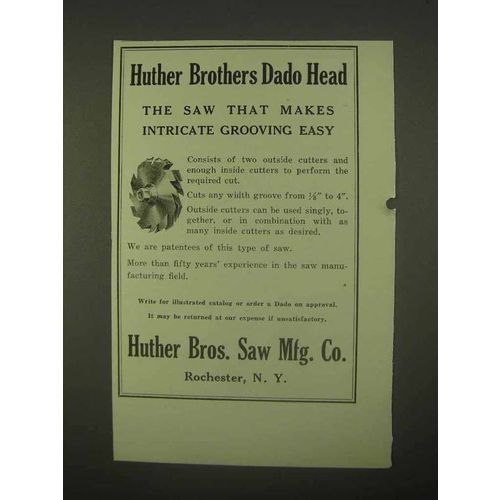 1922 Huther Bros. Saw Mfg. Ad - Dado Head Saw