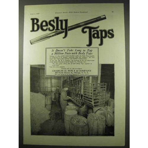 1922 Besly Taps Ad - Doesn't Take Long To Tap a Million