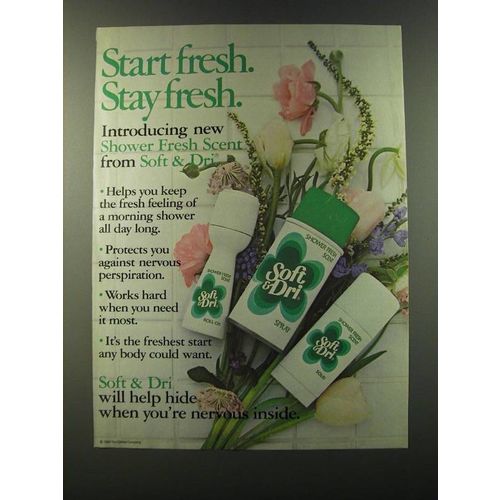 1986 Gillette Soft & Dri Deodorant Ad - Start fresh. Stay fresh