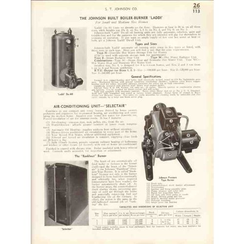 s t johnson company 1938 heating oil burner boiler vintage catalog