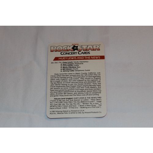 Huey Lewis and The News 1985 A.G.I. Rock Star Concert Cards NO. 35