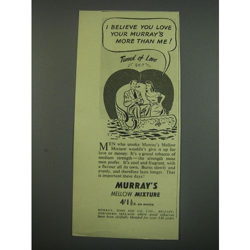 1949 Murray's Mellow Mixture Tobacco Ad - Tunnel of Love