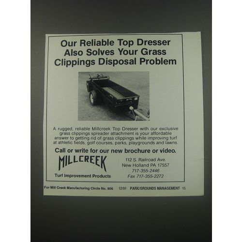 1991 Millcreek Top Dresser Ad - Our reliable Top Dresser also solves your grass