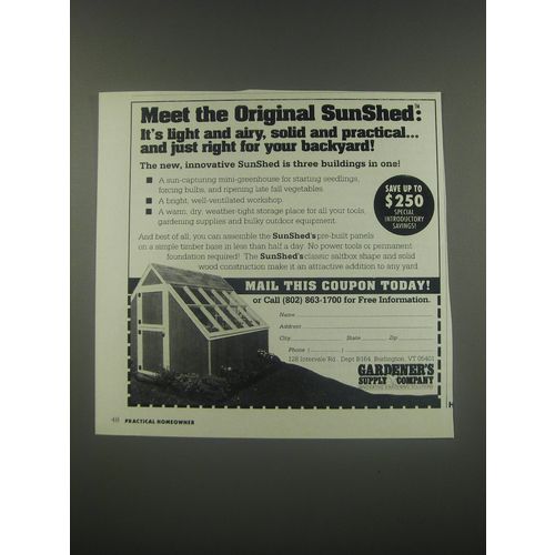 1991 Gardener's Supply Company SunShed Ad - Meet the original SunShed: