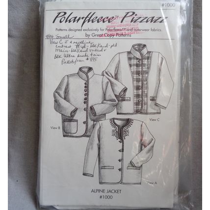 Great Copy Patterns 1000 Alpine Jacket XS S M L XL Sewing Polarfleece Pizzazz