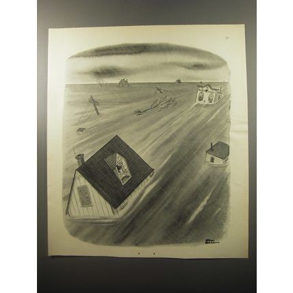 1950 Cartoon by Chas Addams - Flood - Police Gunfight